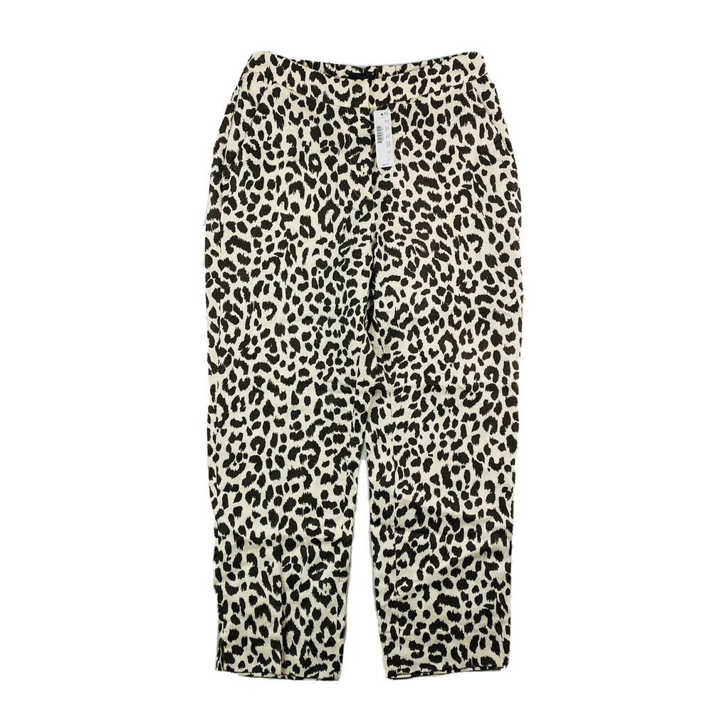 J Crew Zebra Brown Patterned Banded Waist Wide Leg Pant Size‎ 6 NWT